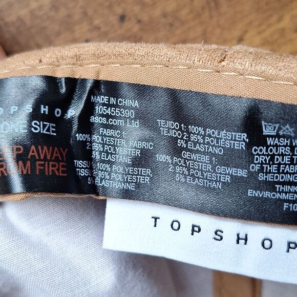 Topshop Suedette sherpa mix Cap in Beige fuzzy brim - Picture 9 of 10